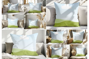 Living Room Square Pillow Mockup