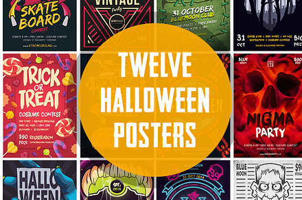 12 Halloween Posters Bundle (-$60)