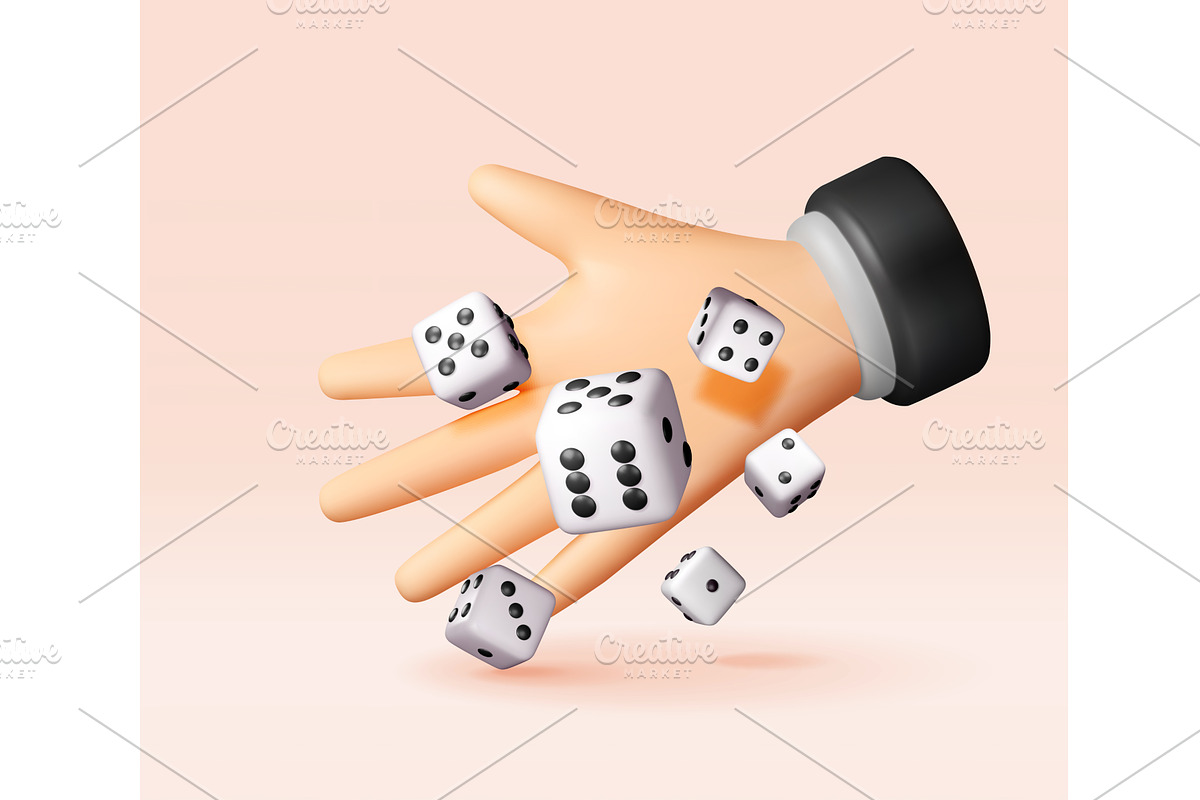 3D Hand throwing dice isolated., an Object Illustration by Abscent