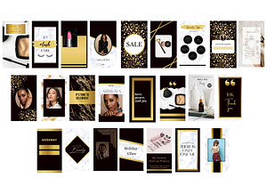 120 Black Gold Instagram Templates,