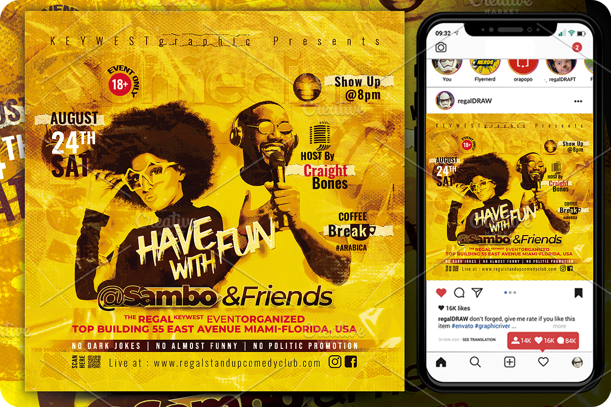 Stand Up Comedy Flyer, a Flyer Template by regalDRAW