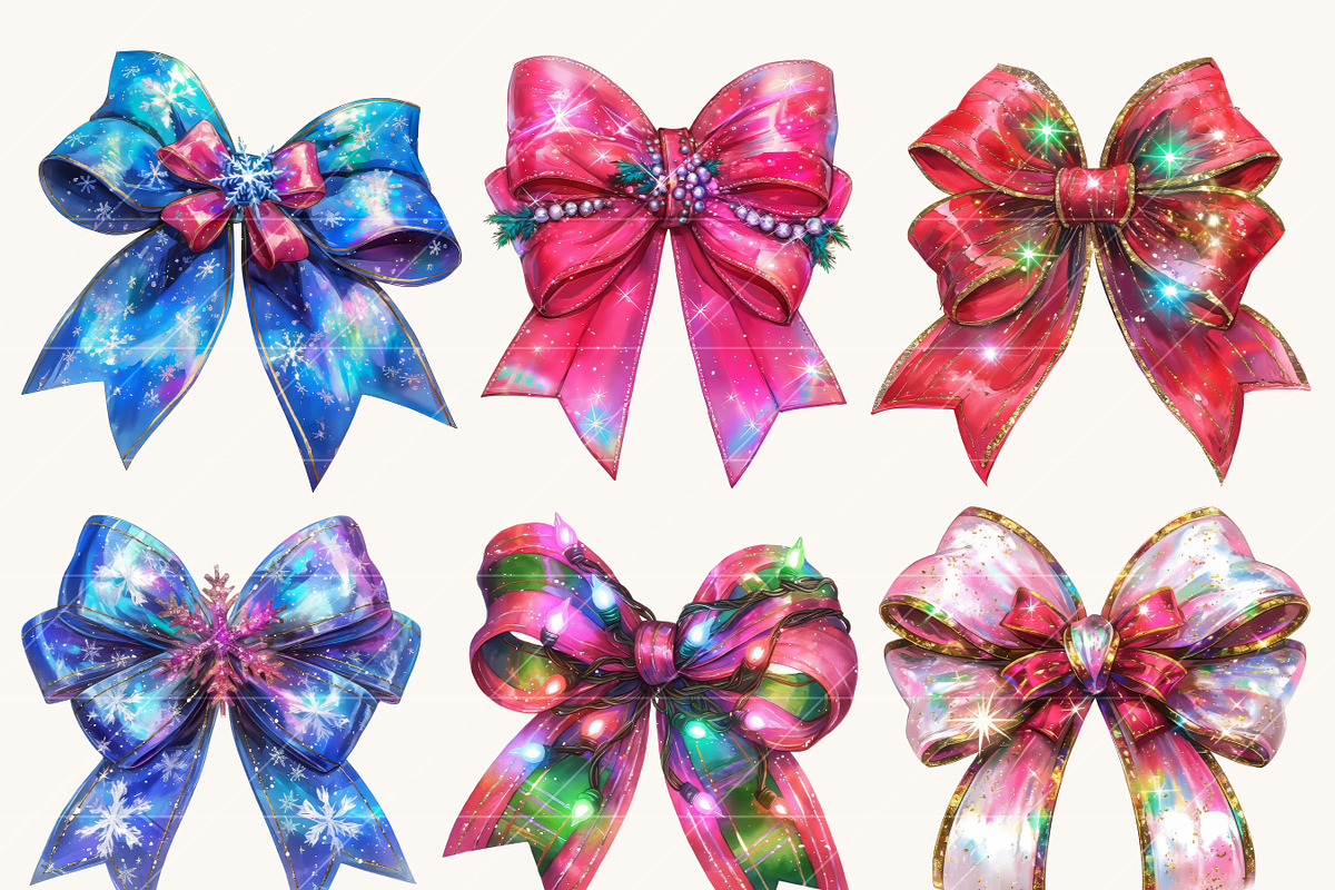 Watercolor Christmas Bow Clipart, a Decorative Illustration by BusyDaydesign (Photo 8 of 9)