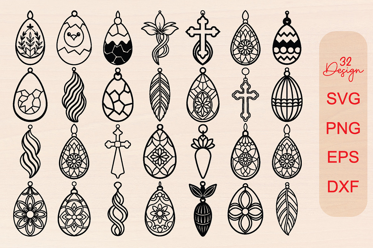 Easter Earrings Laser Cut SVG Bundle, an Object Graphic by jannatulpakhi (Photo 1 of 10)