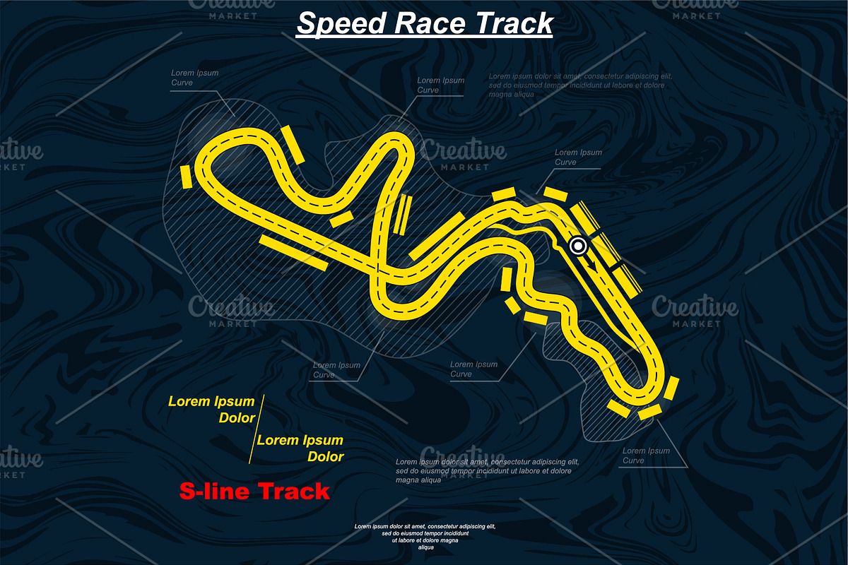Yellow race track on blue background, a Transportation Illustration by LongQuattroArt (Photo 3 of 5)