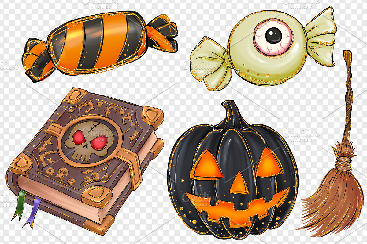 Halloween PNG clipart set 23, a Seasonal Illustration by LoLoArt (Photo 2 of 6)