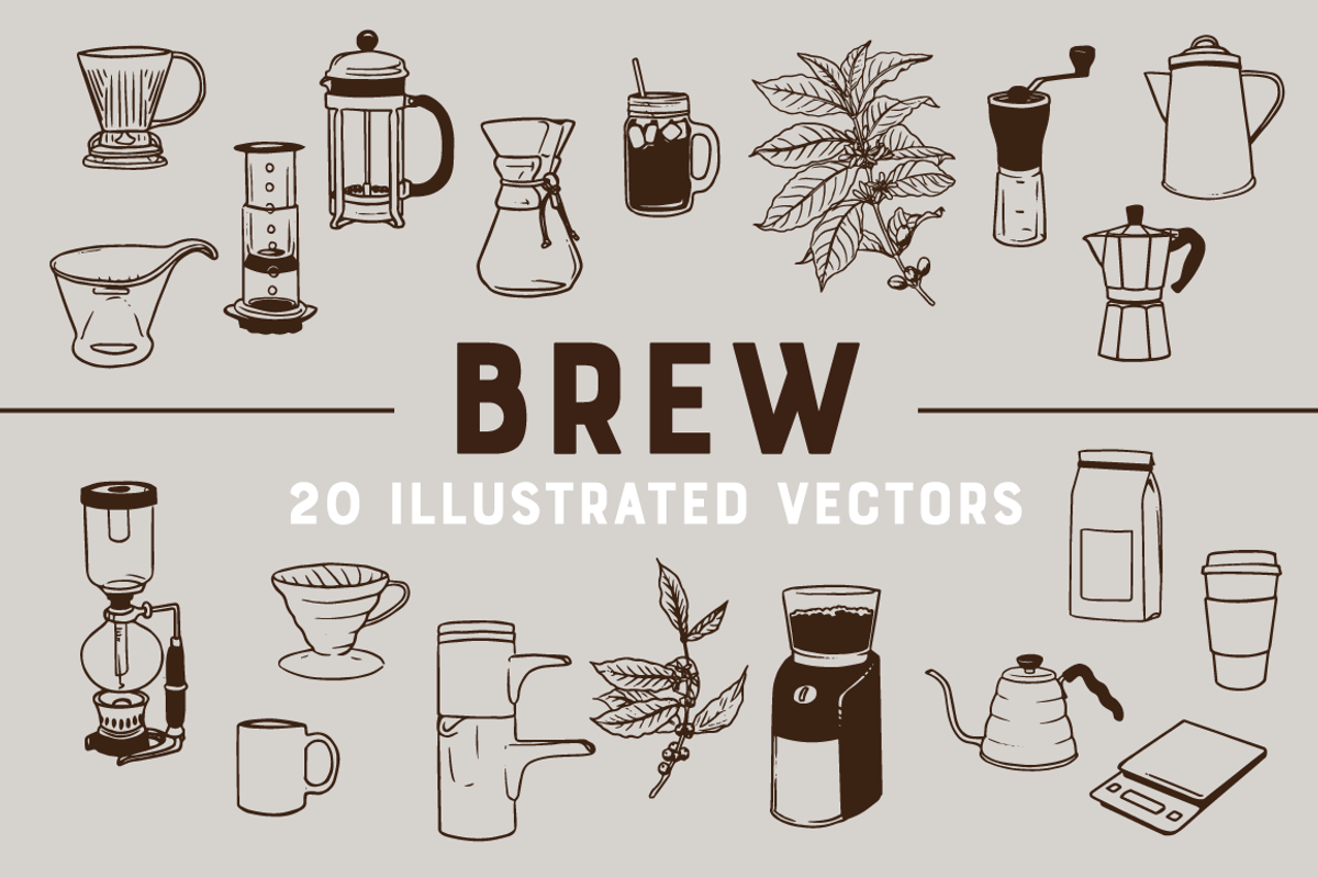 BREW | 20 Coffee Vectors, an Illustration by Britt & Kit (Photo 1 of 3)