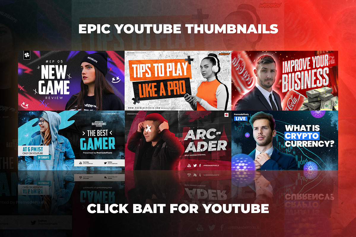 Youtube Thumbnails Set 21, a Social Media Template by PremadePixels.com
