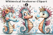 Whimsical Seahorse Clipart, a Seasonal Illustration by CreationArt (Thumbnail 1 of 5)