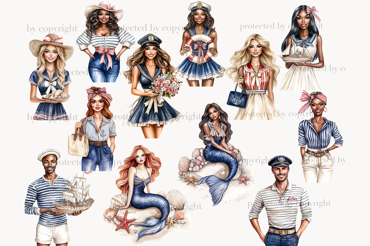 Nautical Clipart PNG, a Person Illustration by GlamArtZhanna (Photo 4 of 8)