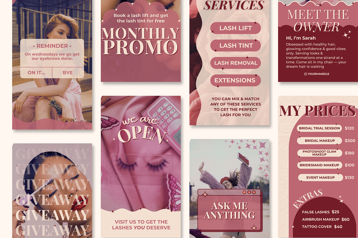 Feminine Pink Instagram Templates, a Social Media Template by Boldette Studio (Photo 7 of 7)
