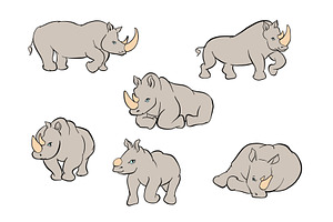 Rhinoceros collection, an Animal Illustration by Anada Arty