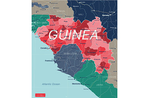 Guinea Country Detailed Editable Map