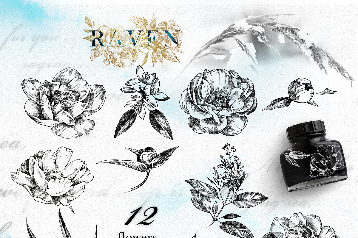 Watercolor Raven Clipart Set, an Animal Illustration by ArtCreationsDesign (Photo 7 of 7)