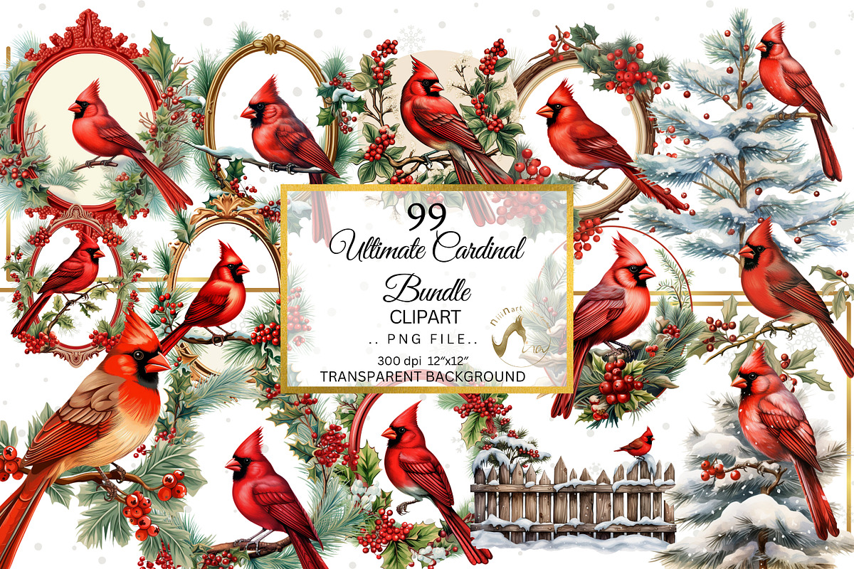 Ultimate Cardinal Clipart Bundle, an Illustration by NiiiNArt