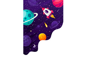 Cartoon Starry Space Landscape