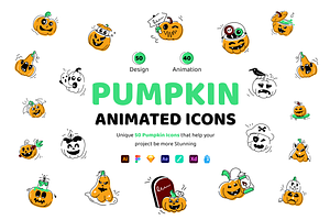 Animated Pumpkin Doodle Icons, a Duotone Icon by Vectors Market