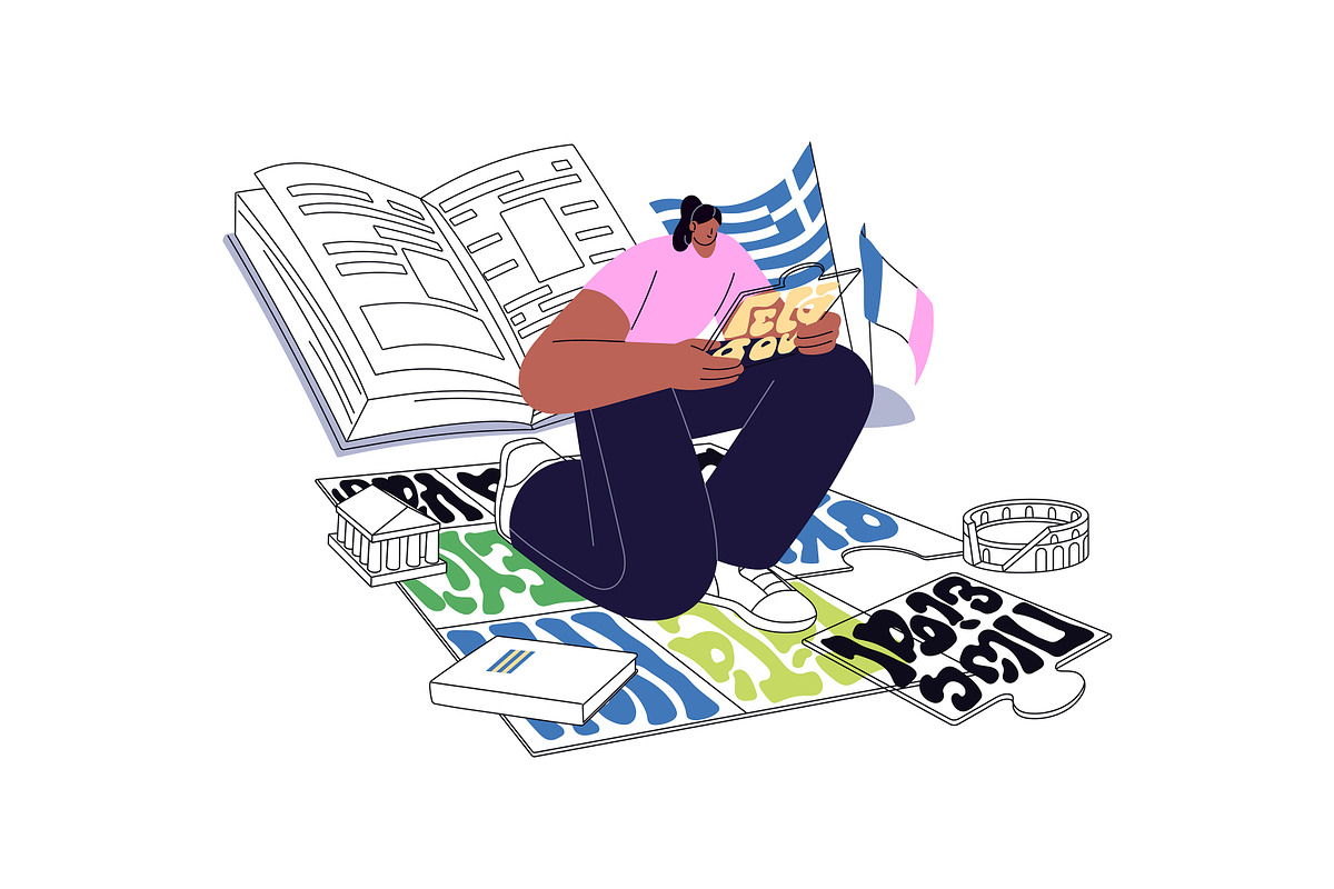 People learn foreign language set, a Person Illustration by PaperTrident (Photo 5 of 13)