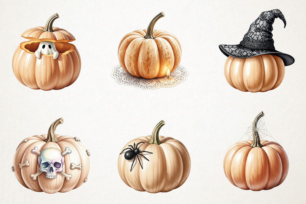 Beige Pumpkins Halloween Clipart, an Illustration by RobertsArt (Photo 6 of 6)