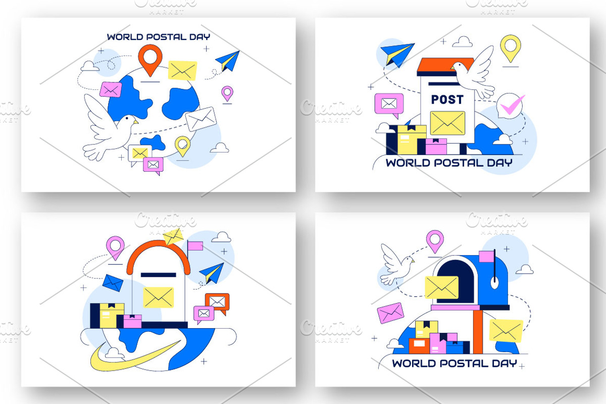 10 World Postal Day Illustration, a Person Illustration by denayunebgt (Photo 2 of 4)
