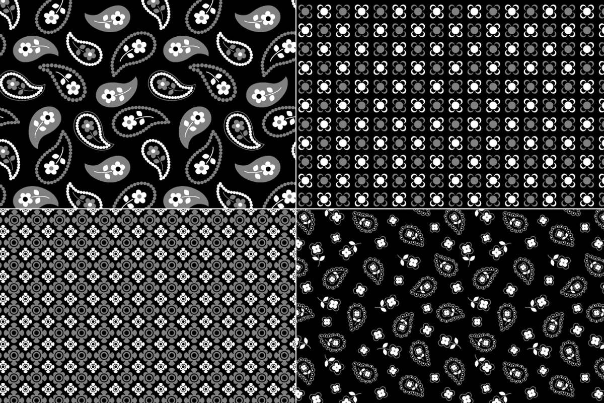 Seamless Black Bandana Patterns, a Pattern Graphic by Melissa Held Designs (Photo 2 of 4)