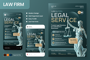Law Firm and Legal Service Flyer Set, a Flyer Template by Annora Studio