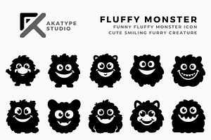 Fluffy Monster Icon, a Solid Icon by Akatype Studio