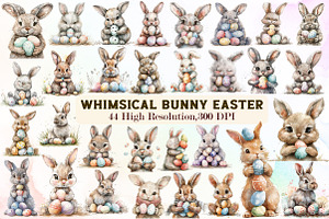 Whimsical Bunny Easter Clipart, an Illustration by Sublimation Artist