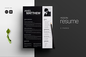 Black and White Resume Template, a Stationery Template by Creatiya Type