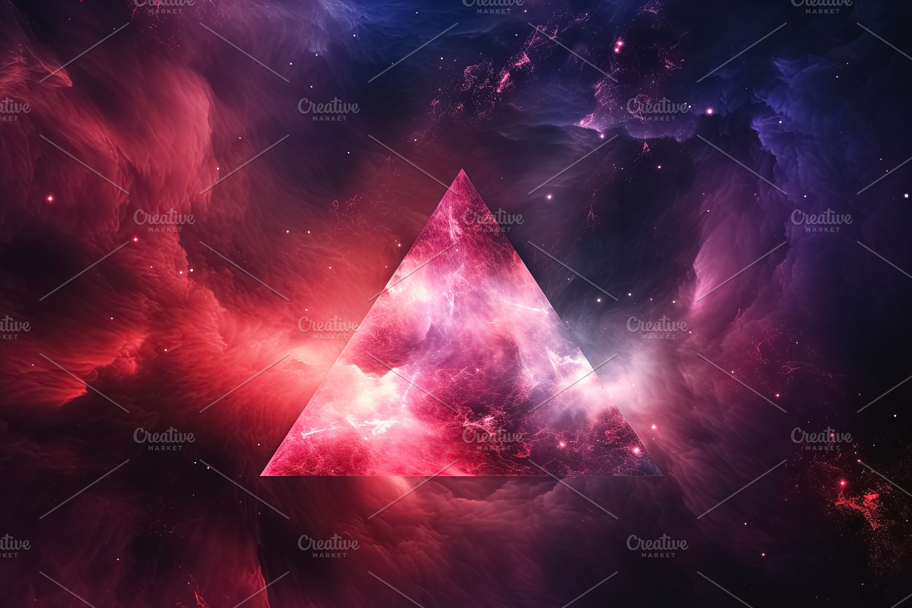 Abstract space background with triangle and stars. Fantasy fract, an Abstract Photo by Ales Munt