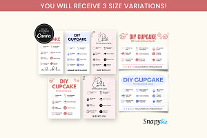 Cupcake Kit Instructions Guide Cards, a Card Template by Snapybiz