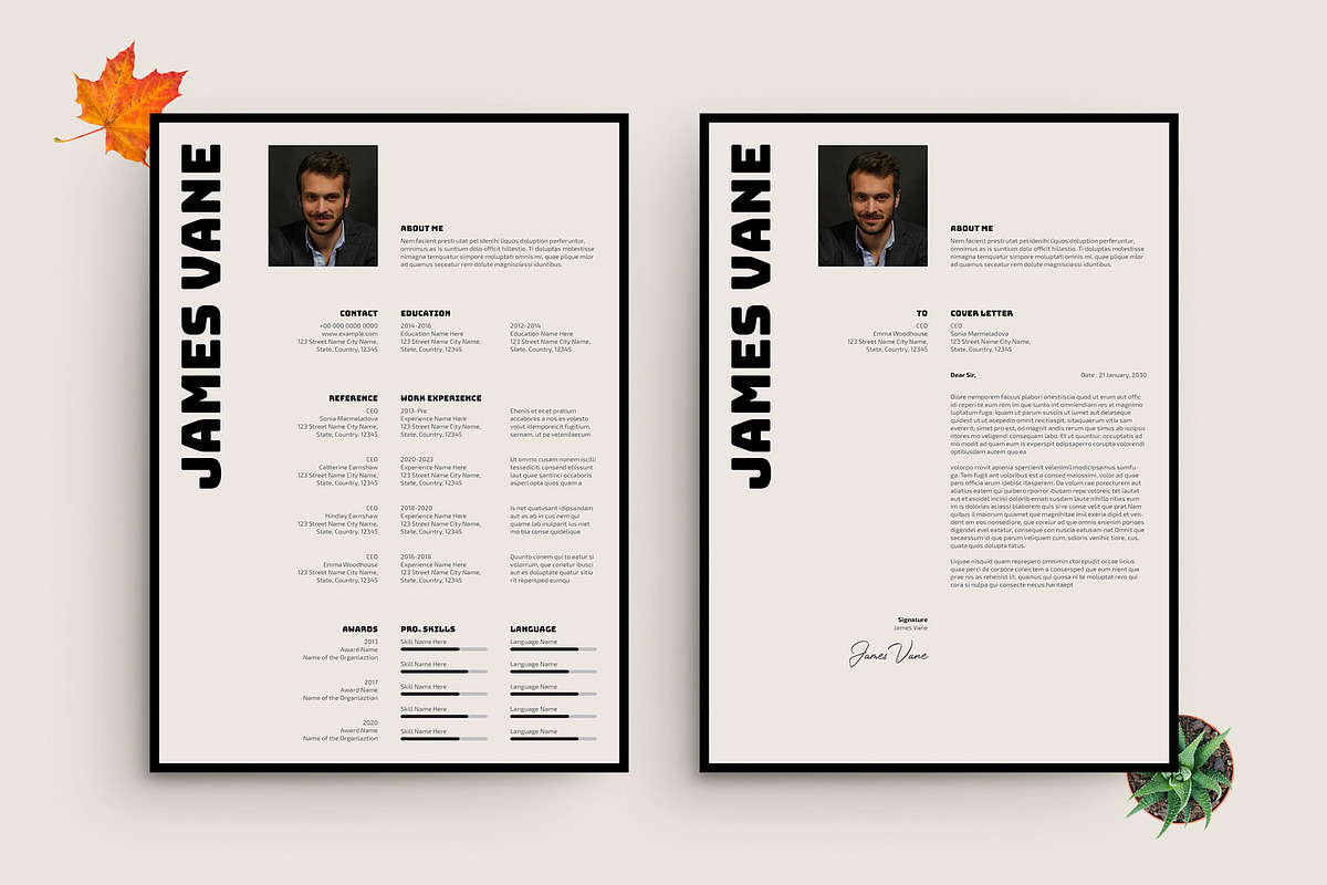 Modern Resume Cover Letter Template, a Resume Template by PixelStudio (Photo 1 of 4)