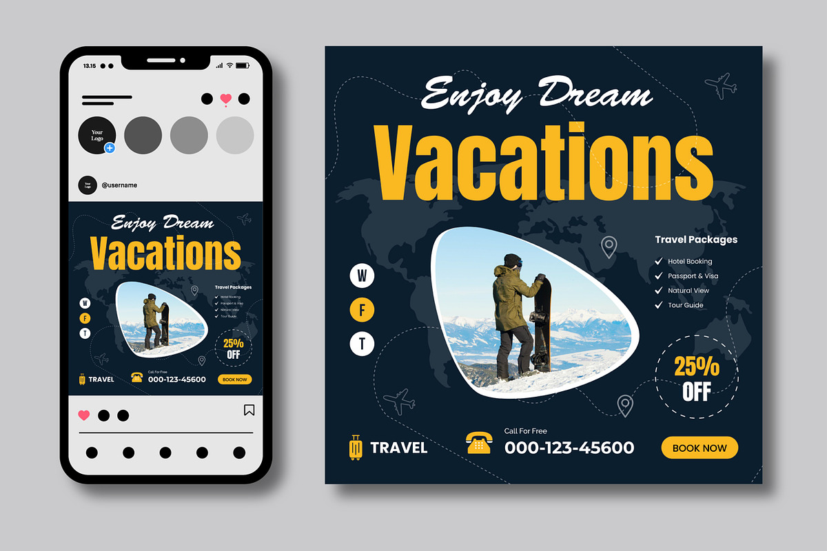 Vacation Holiday Tour Social Media, a Social Media Template by MightyDesign (Photo 1 of 7)