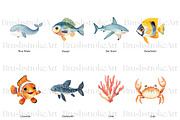Sea Animals Clipart, Clown Fish PNG, an Animal Illustration by BrushstrokeArtGB (Thumbnail 4 of 9)