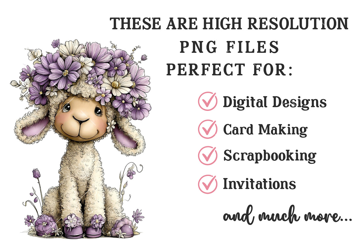Whimsical Spring Sheep Clipart, an Illustration by OK Design (Photo 4 of 6)