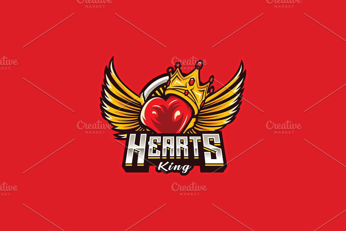 Crown Heart Mascot logo Template, a Branding & Logo Template by HasnainGFX (Photo 2 of 3)