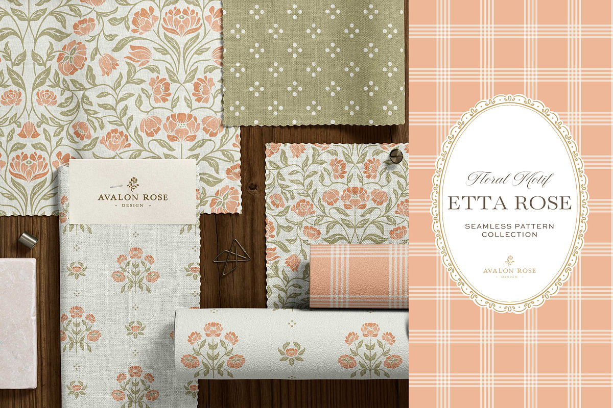 Vintage Peach Floral Print Patterns, a Pattern Graphic by Eclectic Anthology (Photo 3 of 14)