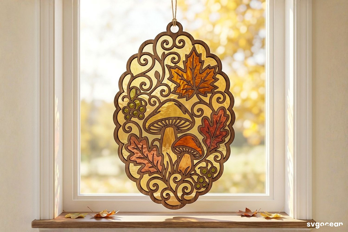 Fall Suncatcher Laser Cut Bundle, a Decorative Illustration by svgocean (Photo 10 of 13)