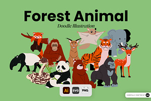 Forest Animal Doodle Illustration