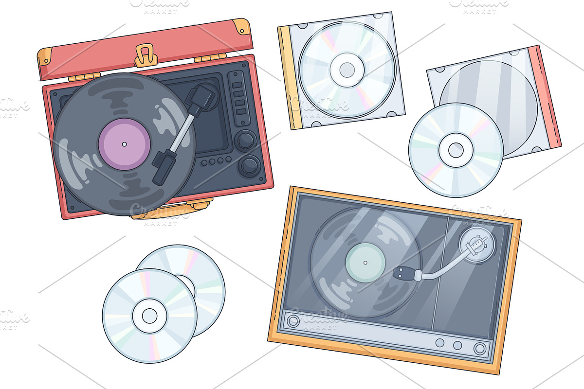 Vintage record players set, an Object Illustration by art PVP - market