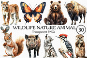 Watercolor Wildlife Nature Animals, an Illustration by Craft Nest (Thumbnail 1 of 6)