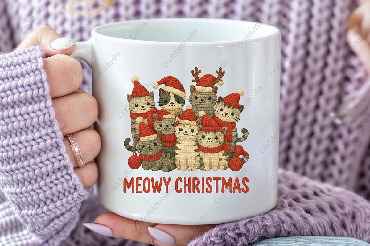 Meowy Christmas Cat Crochet PNG, an Illustration by CraftArtStudio (Photo 2 of 4)