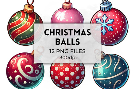 Christmas Balls Clipart, Festive Art