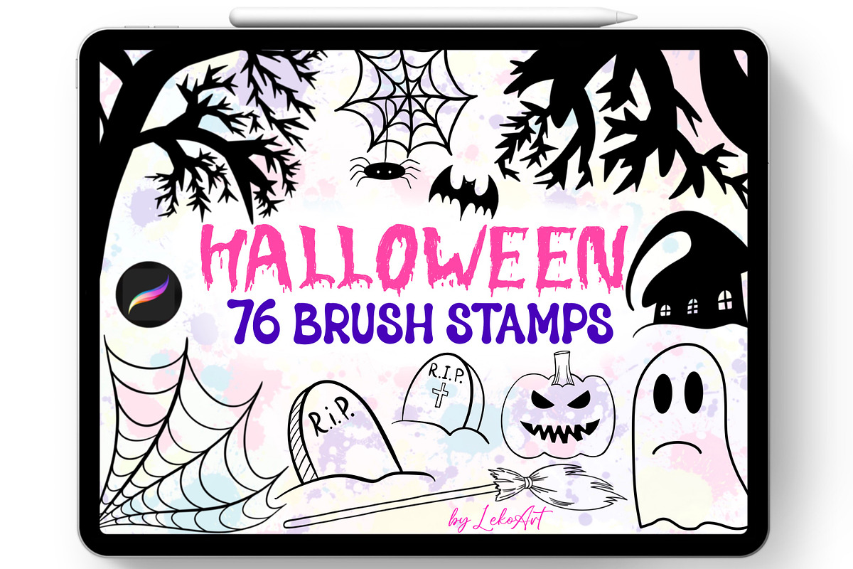Halloween Brush Stamps Procreate, a Brush Add-On by LekoArt (Photo 1 of 8)