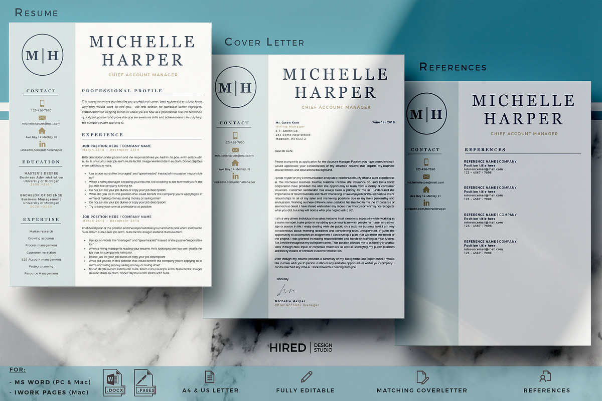Professional & Modern Resume Design, a Resume Template by HIRED Design Studio (Photo 4 of 12)