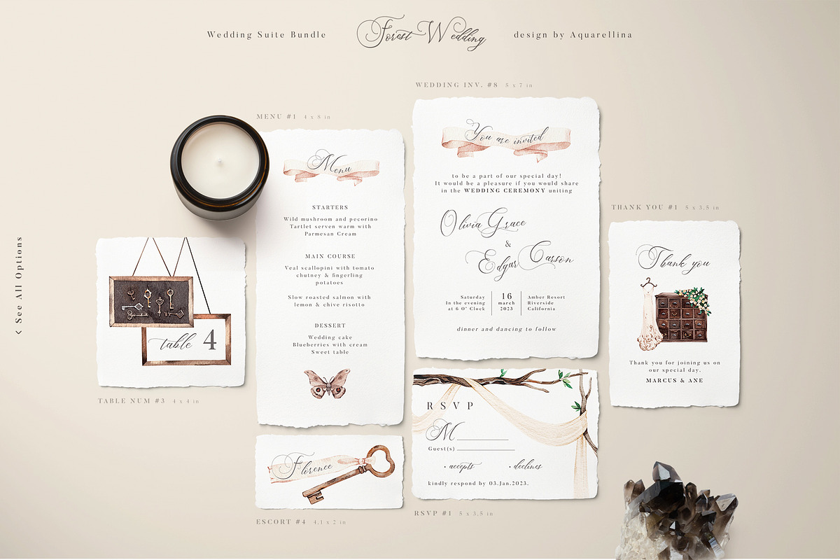 Forest Wedding Suite BUNDLE, an Invitation Template by Aquarellina (Photo 8 of 17)