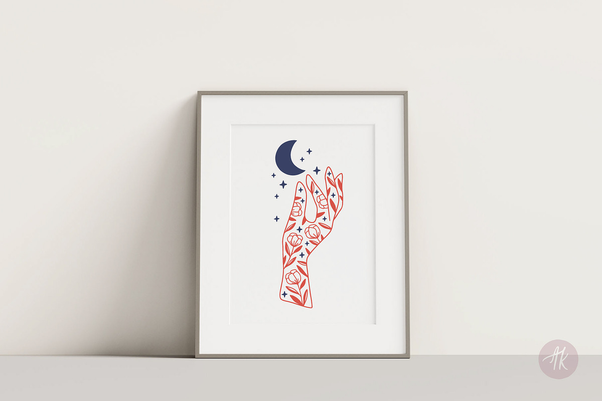 Floral Moons Celestial Vector Set, an Object Graphic by Alena Koval (Photo 6 of 16)