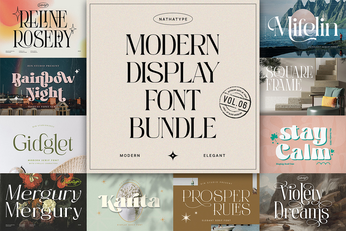 Modern Display Font Bundle 6, a Script Font by Nathatype (Photo 1 of 10)