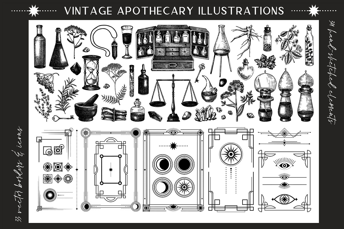 Vintage Apothecary Branding Bundle, a Healthcare Illustration by Yevheniia (Photo 3 of 11)