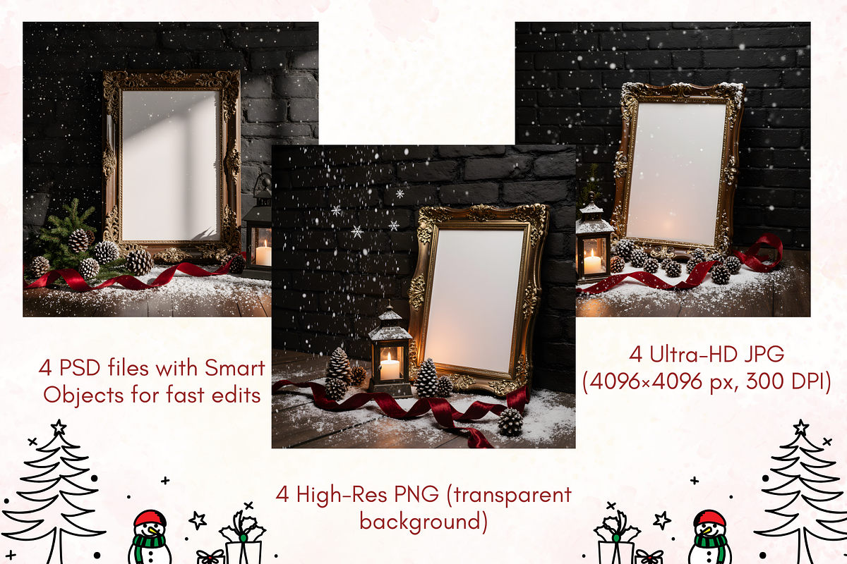 Holiday & Xmas PSD Frame Mockups, a Mockup by StormDigitalArt (Photo 2 of 2)