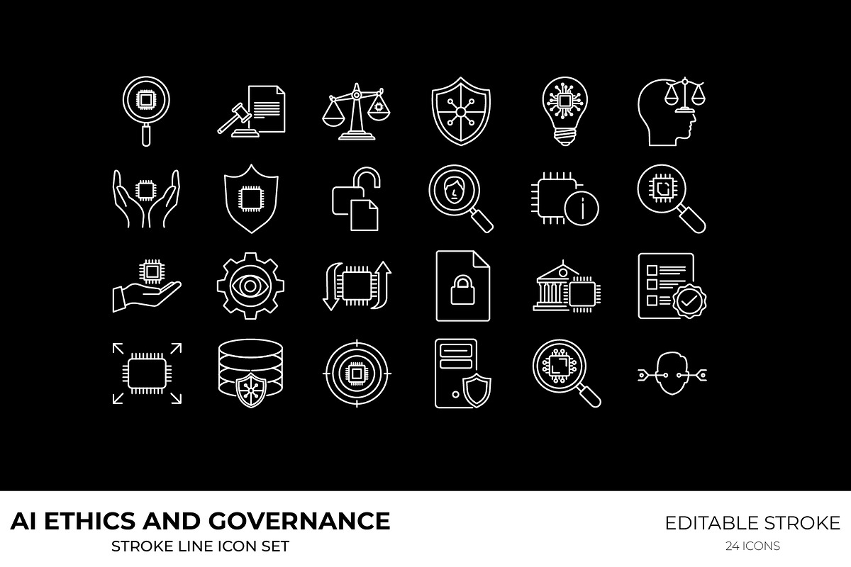 AI Ethics and Governance icon set, an Outline Icon by Unique Design Team (Photo 1 of 3)